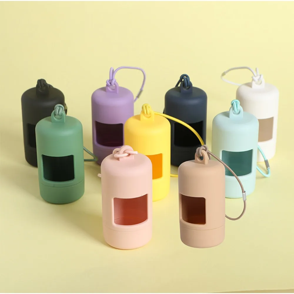 Portable Plastic Dog Poop Bag Carrier Candy Color with Hanging Rope Dog Poop Bag Holder Dogs Waste Bags Dispenser Travel view 2