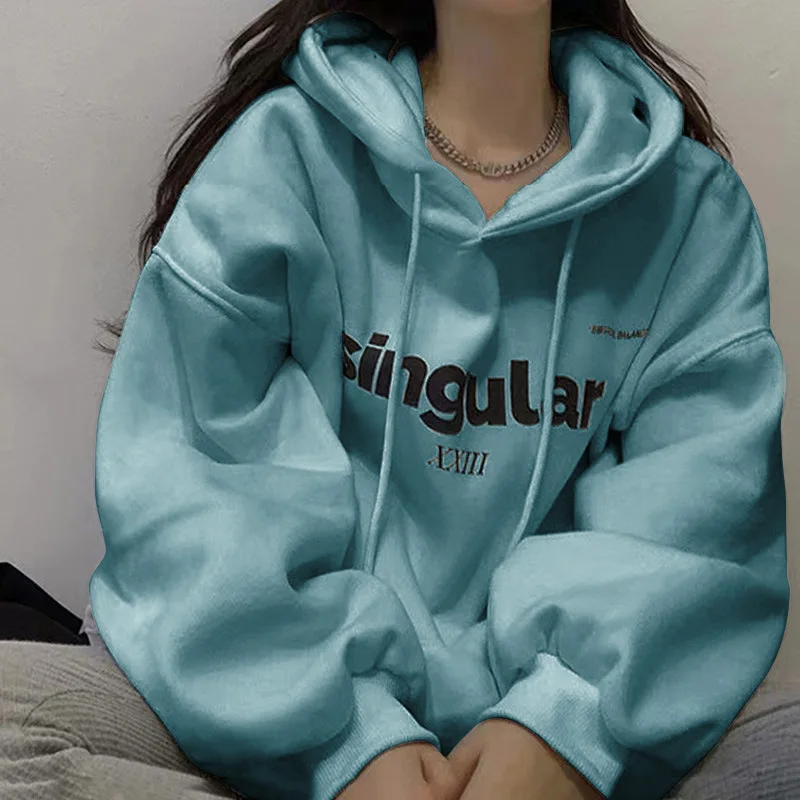Winter Pullover Sweater Women Tops Cap Boho Cat Casua Loose Pocket Long Sleeve Pull Female Solid Hooded Sweaters Pullovers