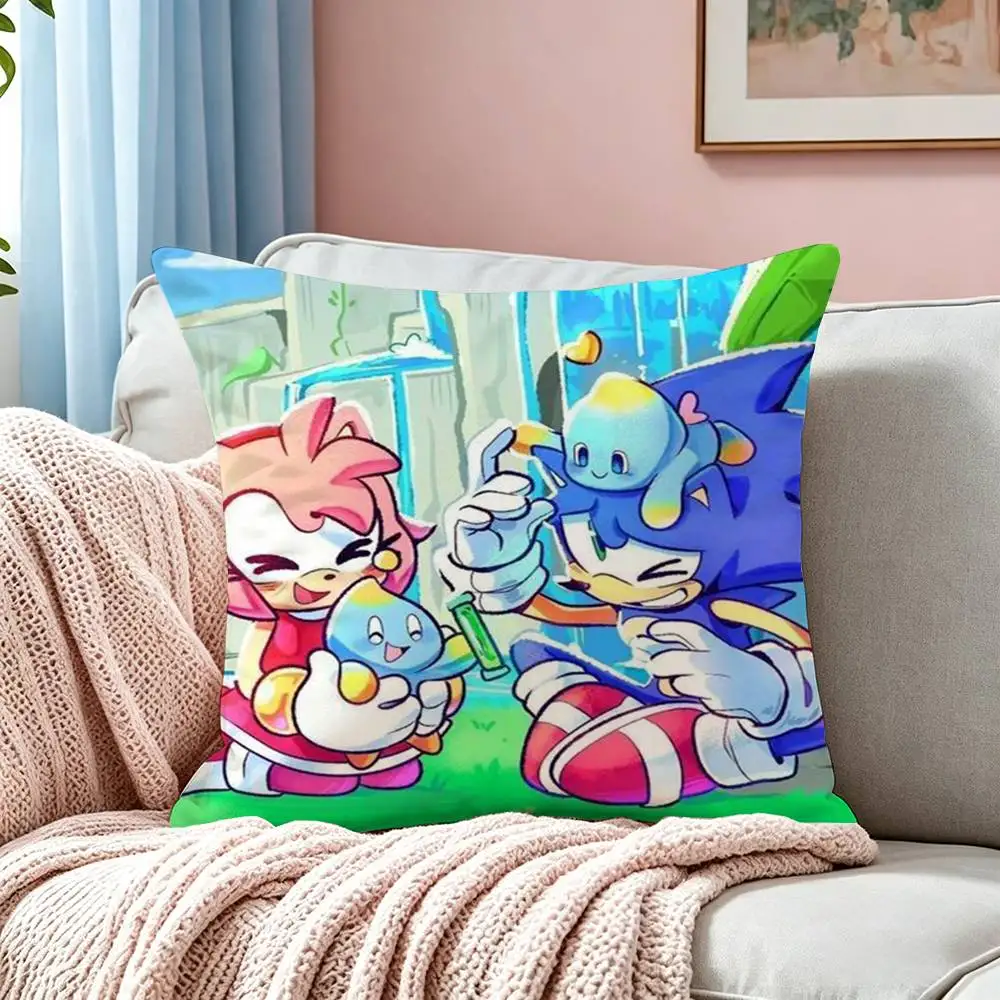 PC Classic Anime S-Sonic Characters  Pillow Case Square Double-Sided Sofa Cushion Cover Bedroom Bedside Pillow - view 2