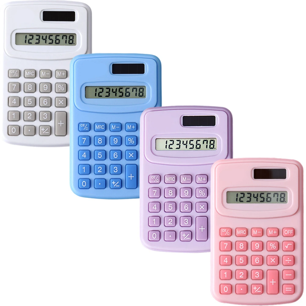 

4Pcs ABS Pocket Calculator Portable Electronic Calculator Small Handheld Office School Student Calculation Tool