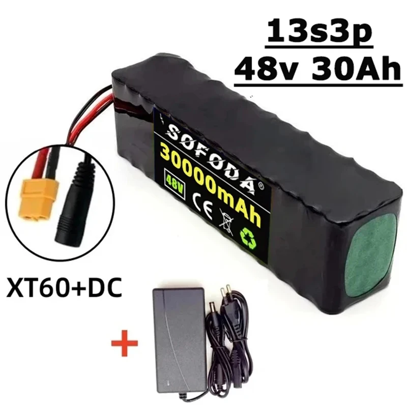 48v 30Ah 1000w 13S3P Lithium Ion Battery Pack For 54.6v with BMS+52.6V 2A Charger