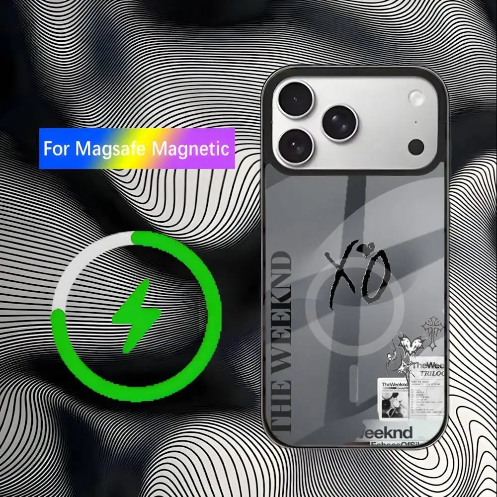 حافظة هاتف W-Weeknd XO لهاتف iPhone 17,16,15,14,13,12,11,Pro,Max,Plus,Mini,SE4,E شحن لاسلكي Magsafe مغناطيسي