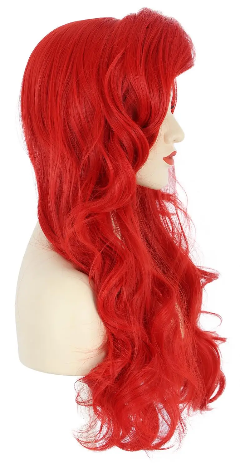 Donne lunghe parrucche rosse ondulate Halloween Cosplay Party Costume Cos Ariel parrucca capelli sintetici