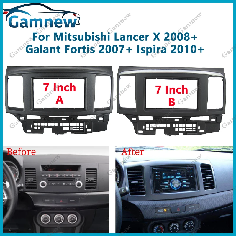 Panel de Radio Fascia de coche 2DIN de 7 pulgadas para Mitsubishi Lancer x Galant Fortis Proton Inspira Kit de marco instalar placa frontal de Facia
