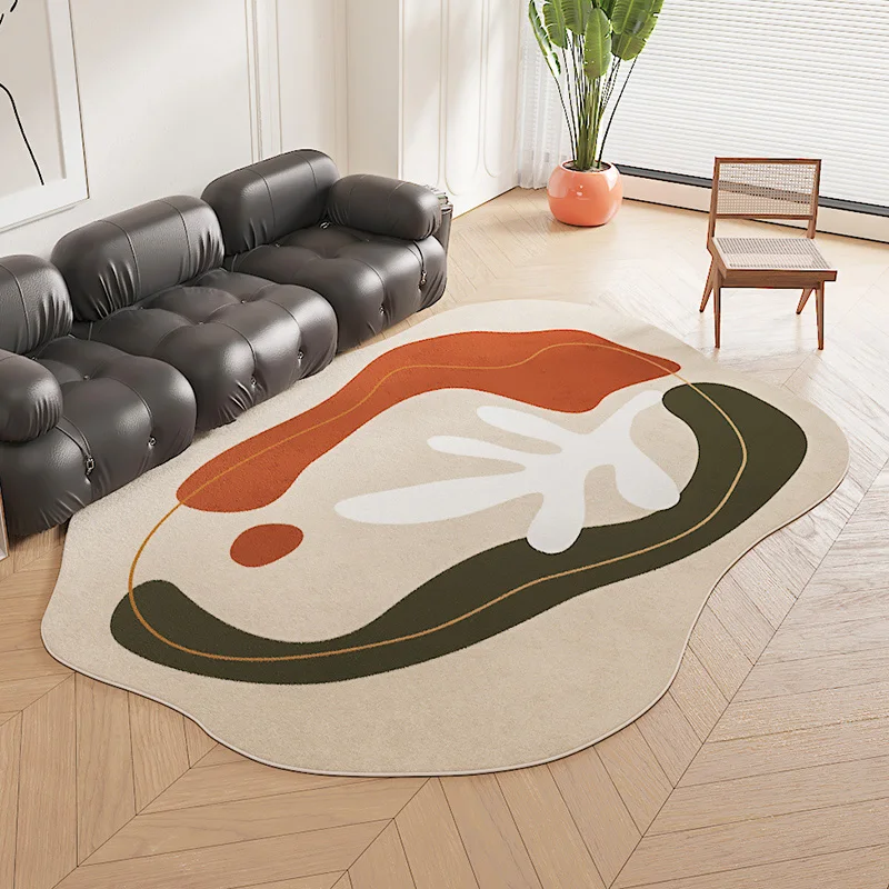 Cream Style Carpets for Living Room Irregular Shape Bedroom Decor Carpet Fluffy Soft Lounge Rug Home Thickened Plush Floor Mat