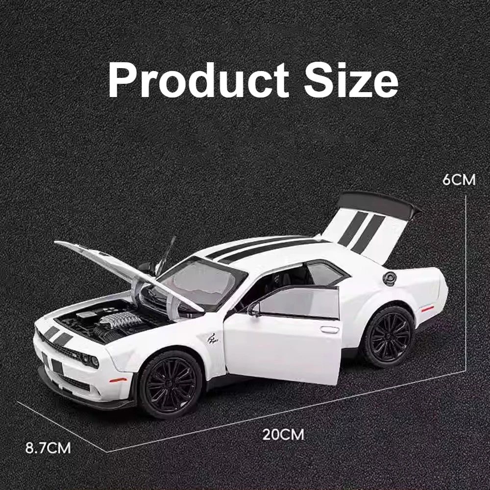 1:22 チャレンジャー SRT ヘルキャット悪魔の目モデルカーのおもちゃ合金ダイキャストプルバックスーパーカーライトサウンド車両モデルギフト子供のための