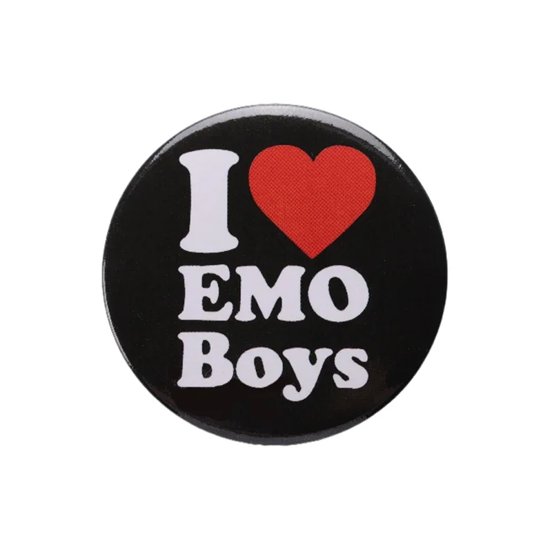 I LOVE EMO Boys Tinplate Pins I LOVE HOT MOMS Soft Button Tinplate Broszki Odznaka Odzież Akcesoria Biżuteria dla Przyjaciół