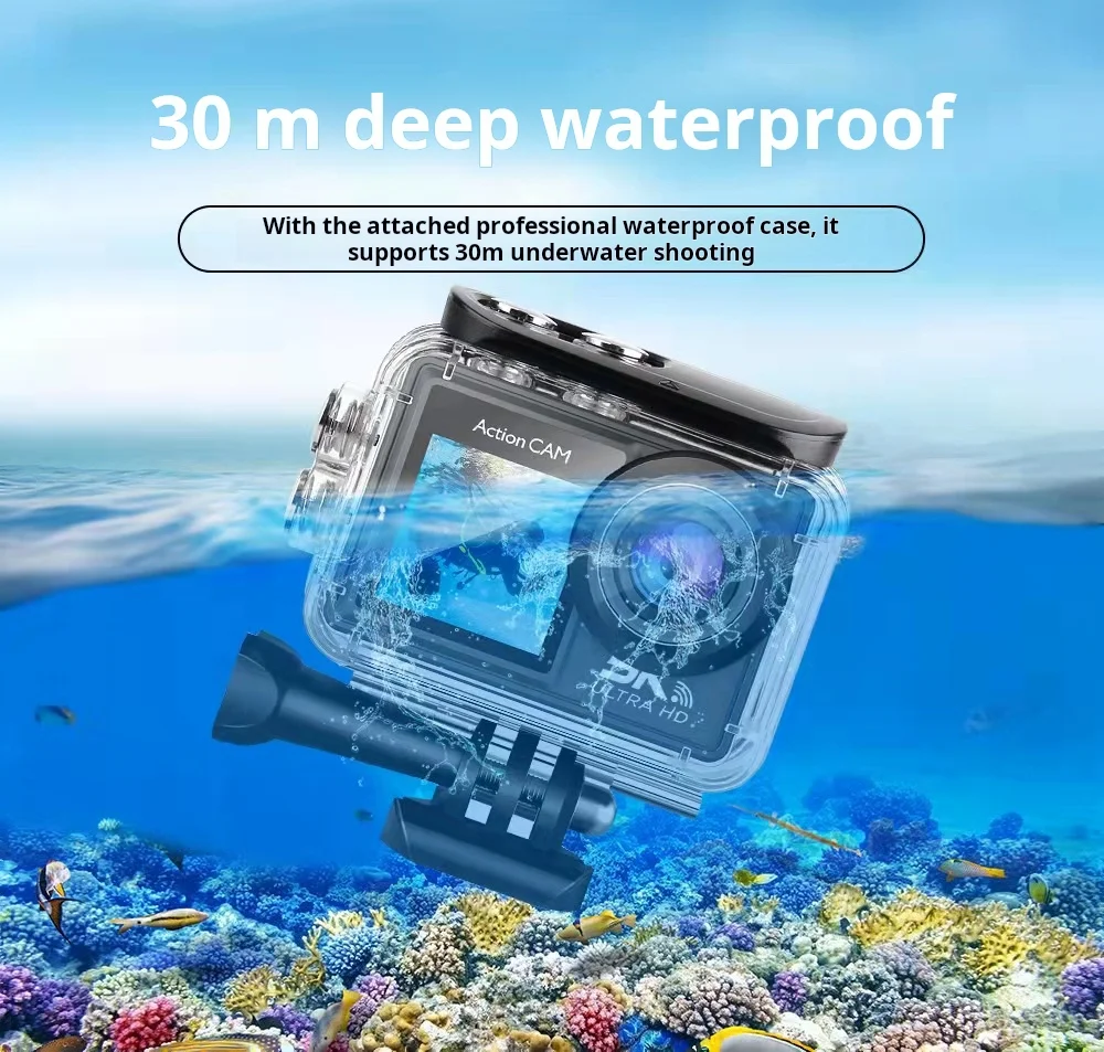 Action Camera 5K WIFI Anti-shake Dual Screen Waterproof 170° Wide Angle Outdoor Sport Camera with Remote Control Helmet Camera