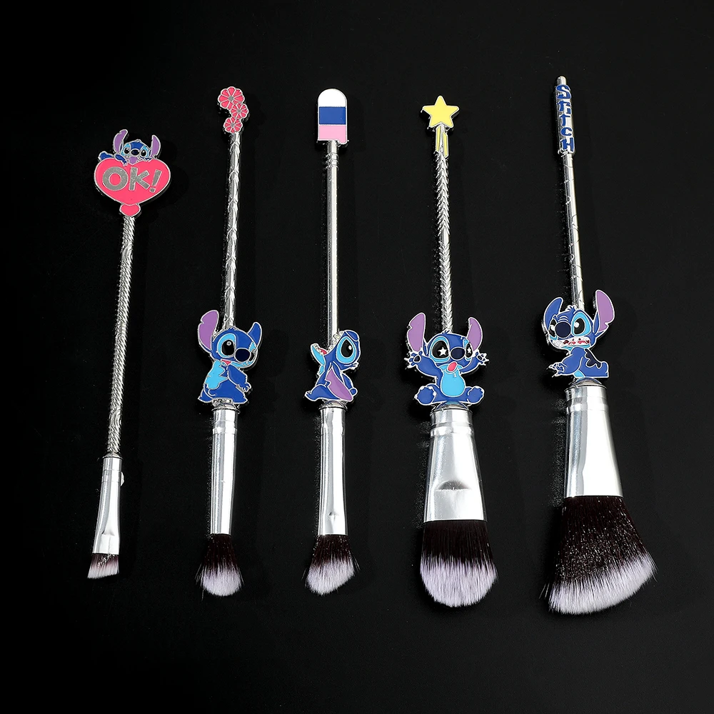 5pcs/Set Disney Makeup Brushes Set Gift Lilo & Stitch Bright Foundation Concealer Popular Eye Shadow Eye Brow Lip Makeup Brushes