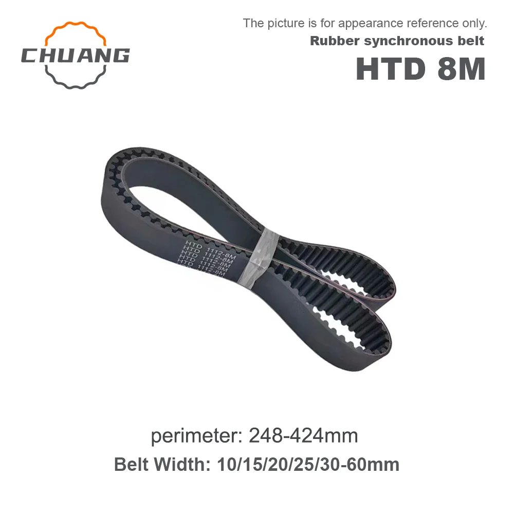 HTD8M Closed Loop Rubber Belts synchronous belt width 10/15/20/25/30~60mm HTD 8M  Length Perimeter 248mm~424mm Synchronous Belt