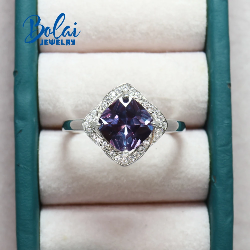 خاتم من الفضة الإسترليني عيار 925 مربع 8.0 ملم تغيير لون ألكسندر نانو مجوهرات راقية لهدية عيد ميلاد الذكرى السنوية للنساء