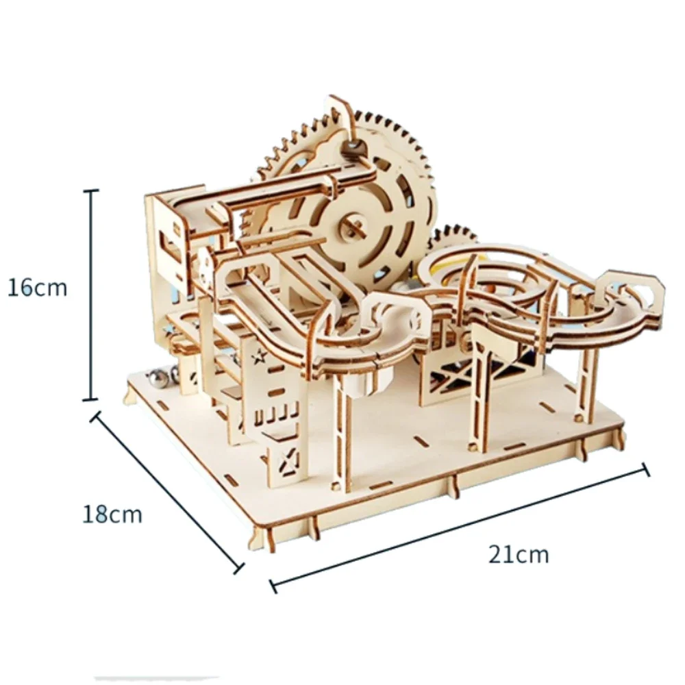 3d Eletric Marble Run Wooden Puzzles Kits Montessori Educational Mechanical Balls Track Builiding Blocks Set for Adults Children