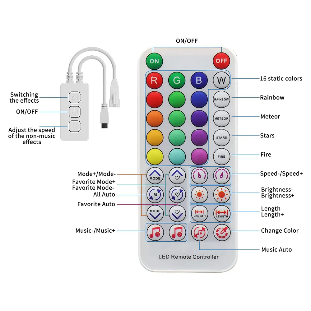 Bluetooth Music LED Smart Controller SP611E,for WS2811 WS2812 SM16703 Addressable Dream Color LED Strip Pixels Light DC5V-24V
