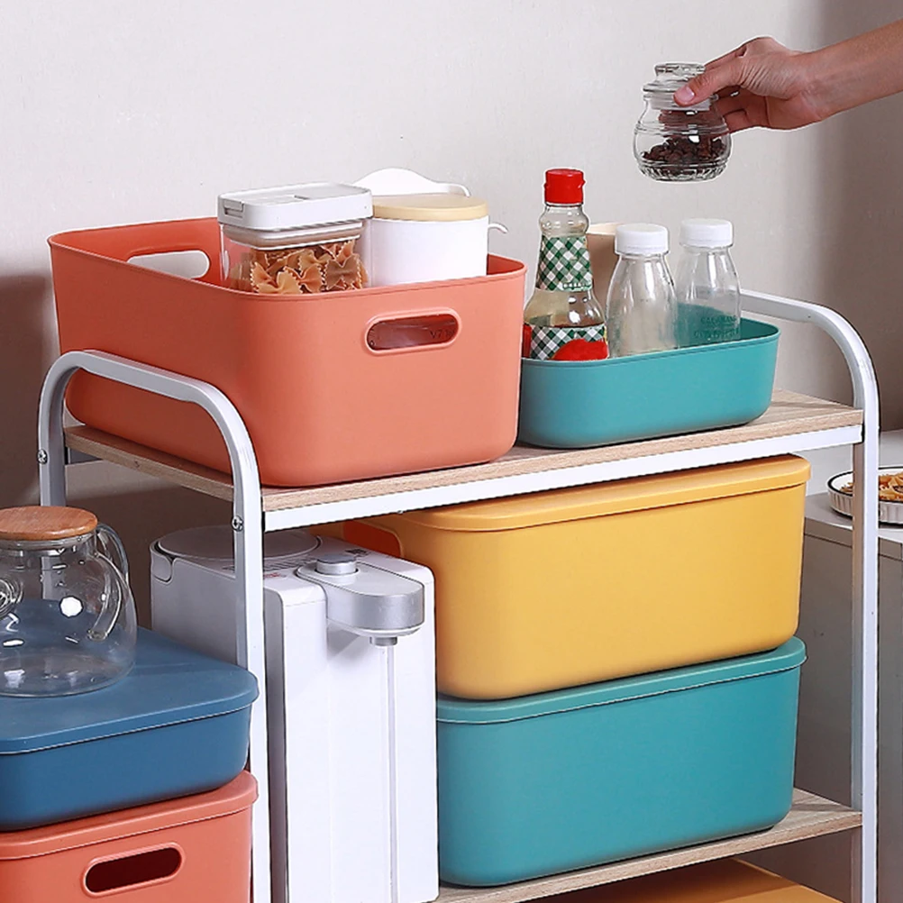 

Plastic Stackable Box With Lid Large Storage Organizer For Bathroom Vanity Home Use Space-Saving Household Makeup