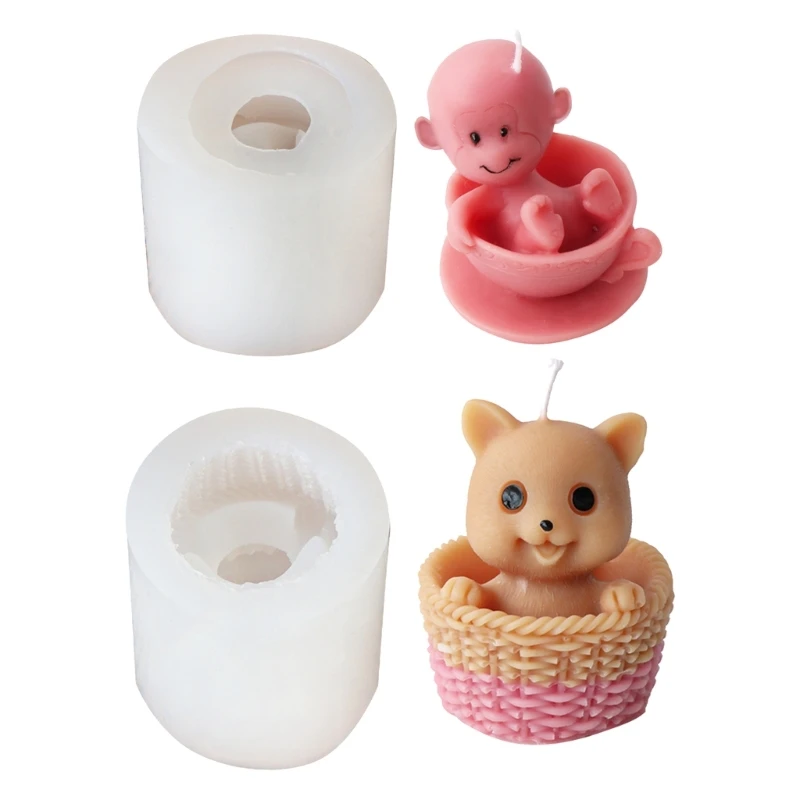 Cat/Monkey Candle Mould Easy to Clean Silicone Mold Aromatherapy Soap Moulds for Workshops Handmade Resin Ornaments