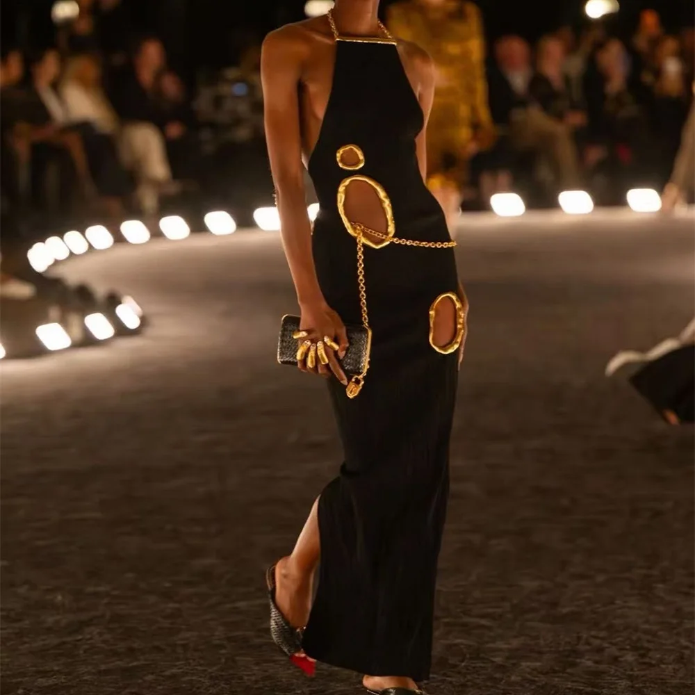 فستان نسائي صيفي موديل 2026 برقبة رسن مع صدرية بإبزيم معدني، فستان ضيق مثير للنساء، حمالة صدر جديدة للحفلات Y2K #1