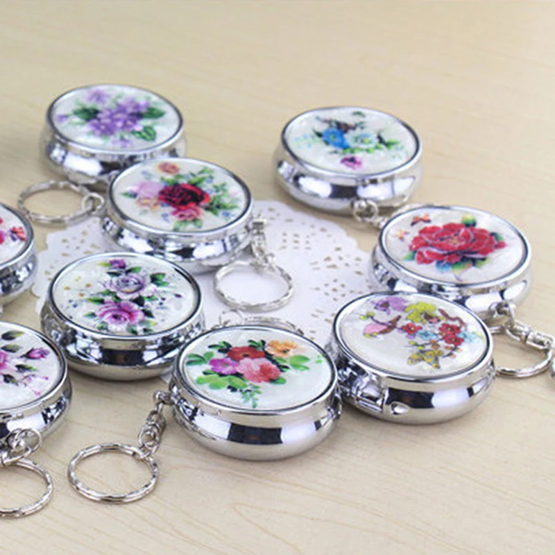 Portable Pocket Ashtray Mini Stainless Steel Cigarette Ashtray with Key Chain