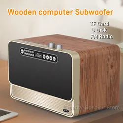 30W High Power Rechargeable Wooden FM Radio with Bluetooth Soundbar Subwoofer Speakers for Home or E-sport Game Room Decoration