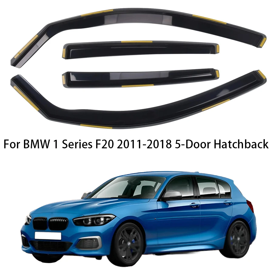4pcs In-Channel Car Window Wind Deflectors For BMW 1 Series F20 2011-2018 5-Door Hatchback