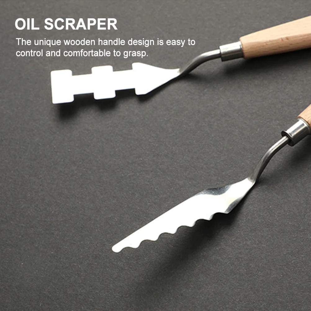 

10Pcs Oil Painting Scrapers Metal Wooden Handle Painting Spatulas Pigment Mixing Stirring Tools Color Mixing Spatulas
