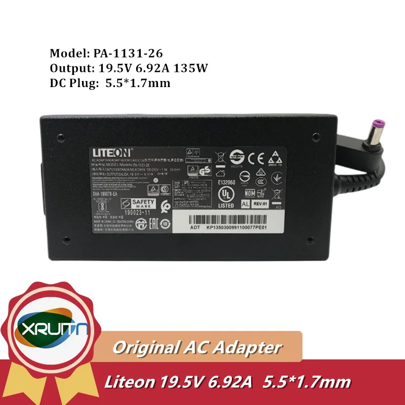 

New Genuine OEM Liteon 19.5V 6.92A PA-1131-26 AC Adapter Charger For Acer Nitro 5 AN517-52-52T3 17.3" 135W Laptop Power Supply