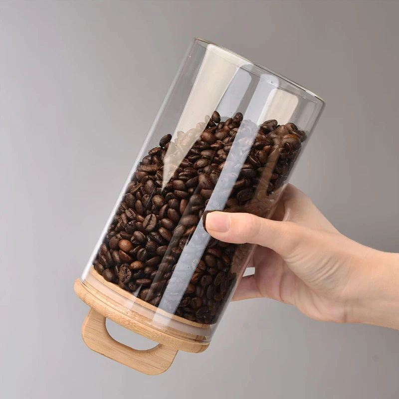 American Handle Sealed Can Kitchen Multifunctional Transparent Glass Storage Bottle Coffee Storage Display Can Household Storage