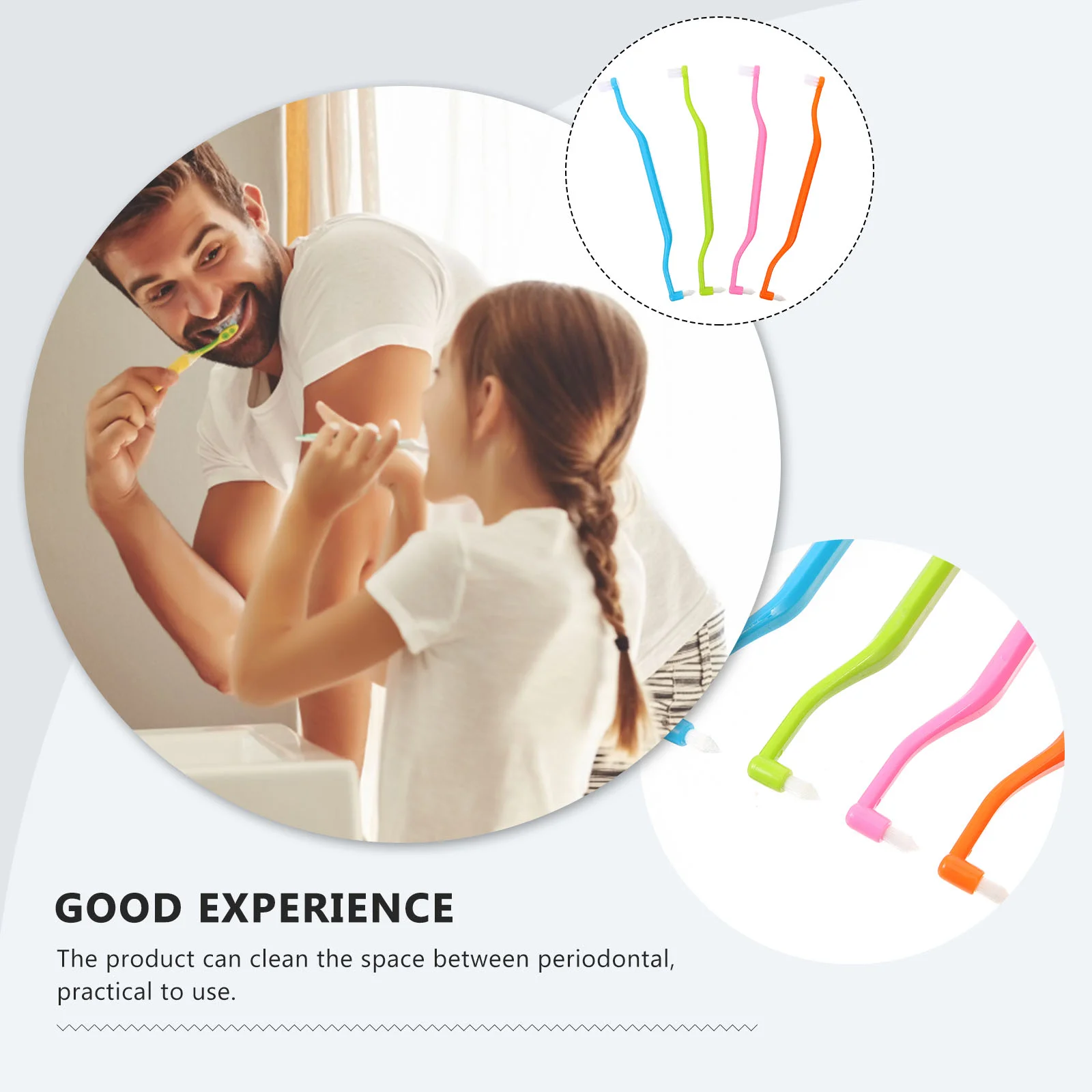 4 Pcs Double Headed Toothbrush Travel Double-headed Toothbrushes Interdental Interspace Manual Daily Portable Ergonomic