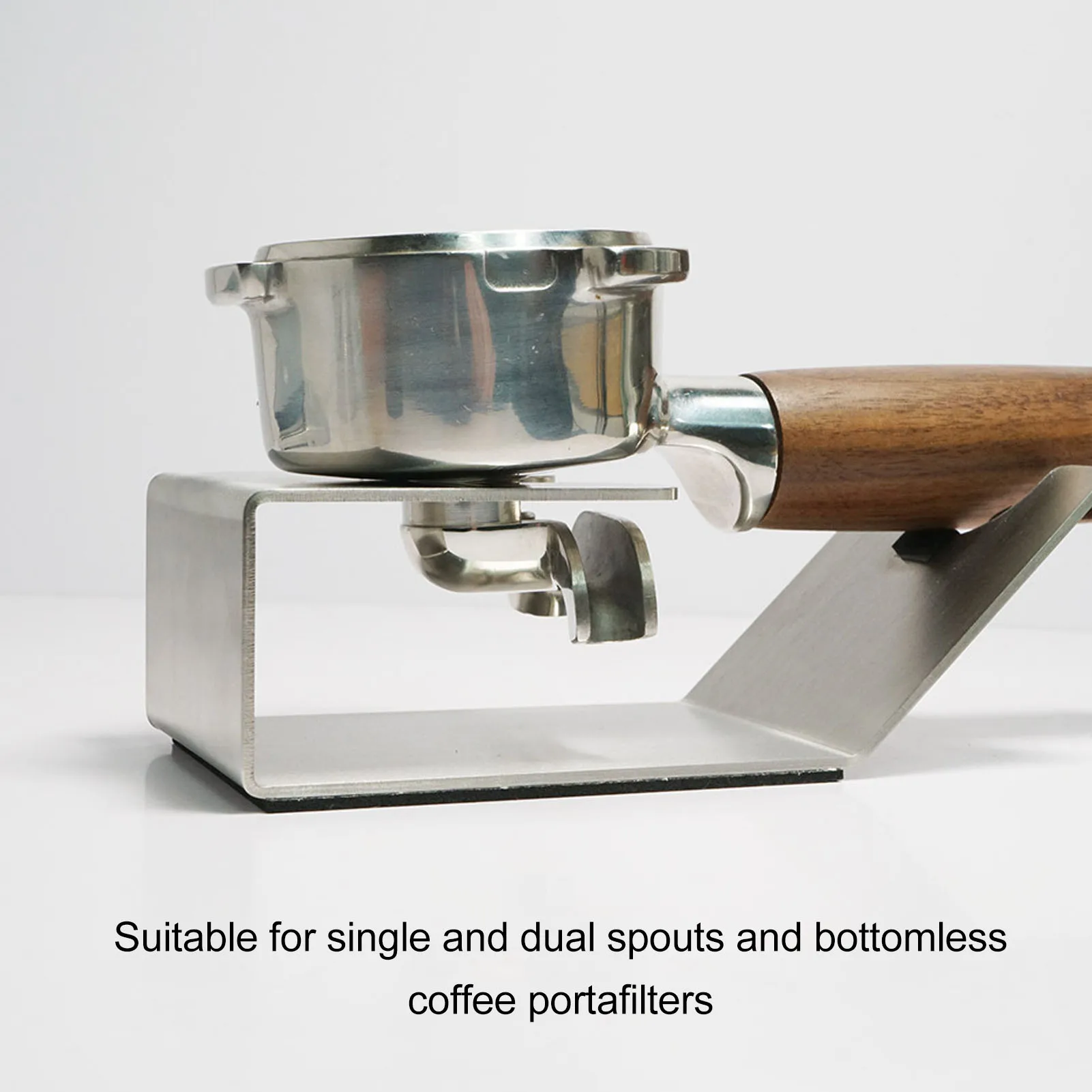 

Stainless Steel Coffee Portafilter Stand Bottomless Single Double Spout Coffee Portafilters Holder Support Rack Silver