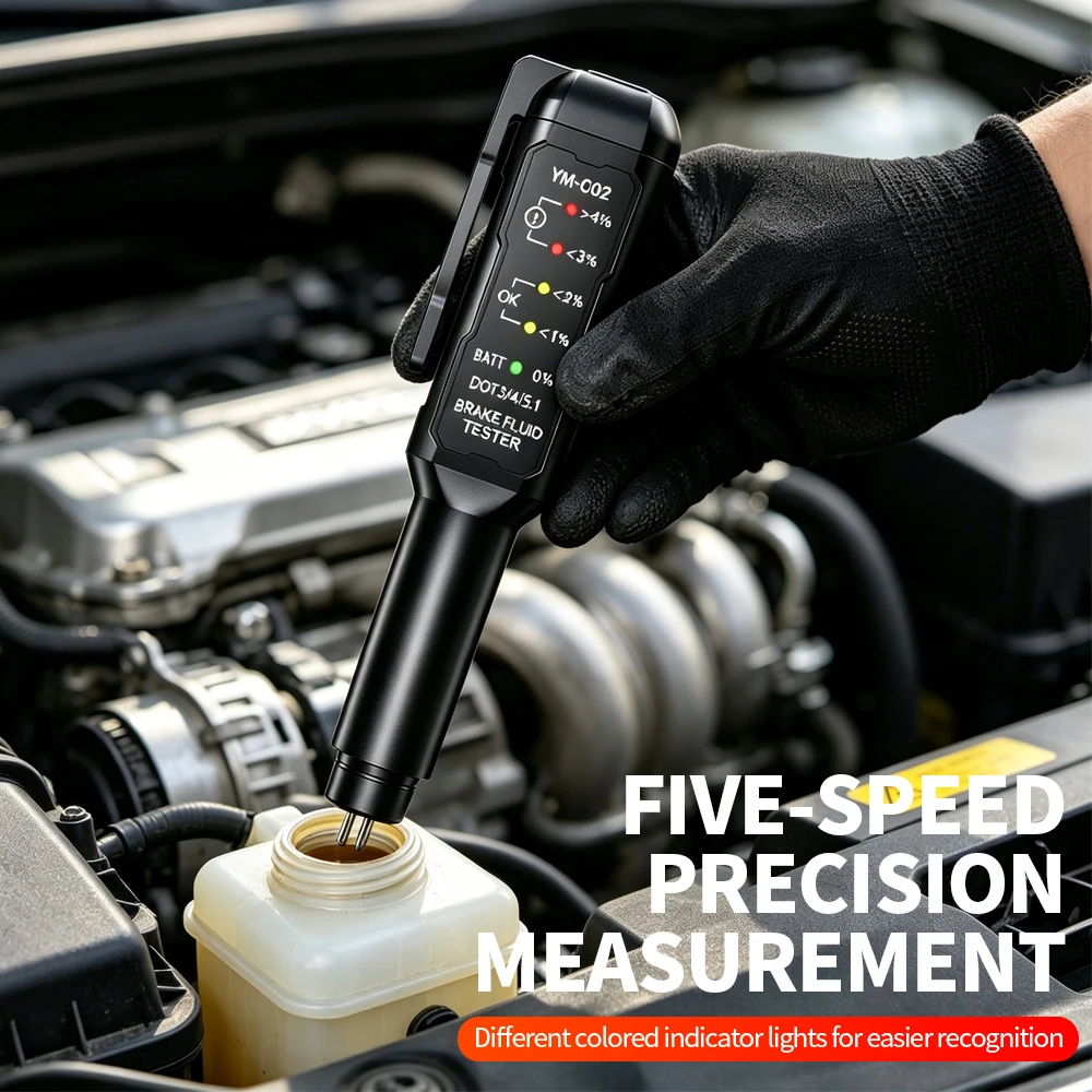 Picture 4: YM-C02 Brake Fluid Tester Pen Professional Brake Oil Water Content Detector 5 Gear LED Indicator Test Tool for DOT3 DOT4 DOT5.1