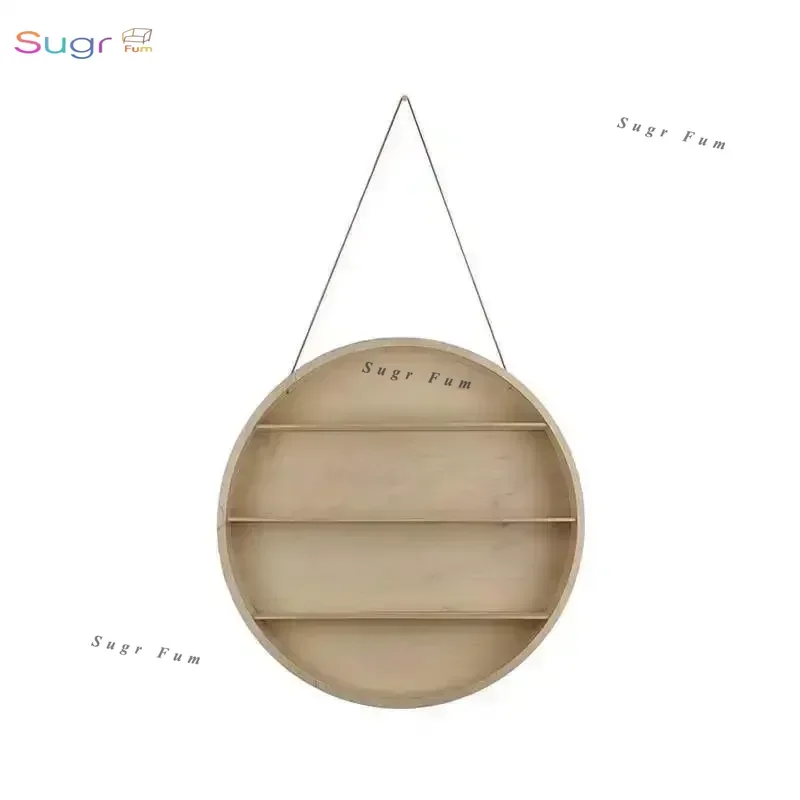 

Wall Hanging Background Wall Decoration Toy Sorting Circular Hanging Wooden Shelf Wall Multi-layer Storage Rack