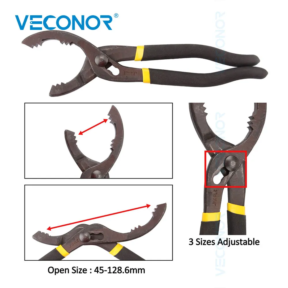 10/12/14 Inch Oil Filter Pliers Non Slip Grip Hand Adjustable Oil Filter Wrench Car Removal Repair Hand Tools for Engine Filters