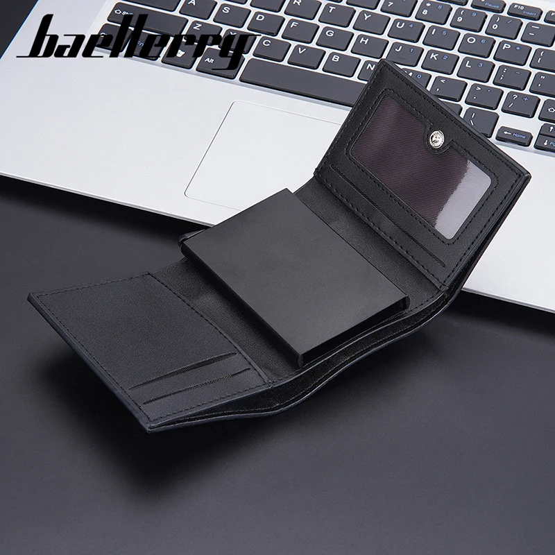 Baellerry New RFID Short Men Wallet Popup Card Holder Mini Slim Brand Male Wallet High Quality Small Men's Purse Card Clips