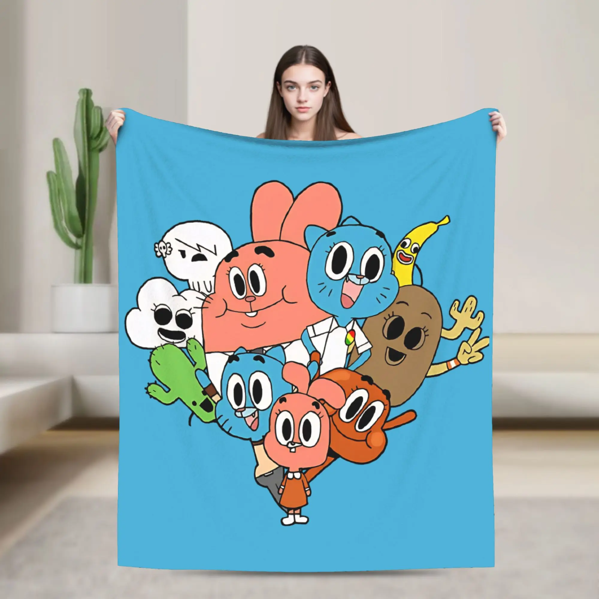Comedy Series Cartoon Gum Ball Plush Blankets  Vintage Throw Blanket for  Sofa Bedding Lounge 200x150cm Rug Piece