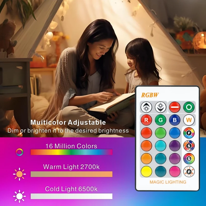 16 لون E27 RGB LED ضوء لمبة مع جهاز التحكم عن بعد لغرفة غرادن حفلة الذكية لمبة مصباح باهتة أحمر أخضر أزرق أبيض ضوء لمبة #4