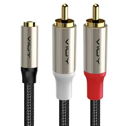 3.5mm To 2RCA Cable 3.5mm Jack Female To 2RCA Male Stereo Audio Adapter RCA Extension Cable for Phone Amplifier Speaker DVD Etc