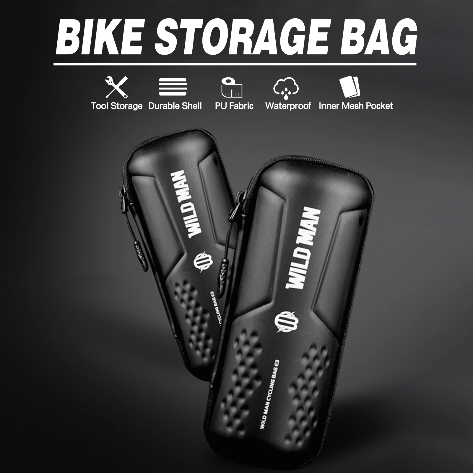 Bike Storage Bag Repair Tool Bag with Zipper Waterproof PU Front Frame Pouch Bicycle Tool Kit Bag for Water Bottle Holder 2024