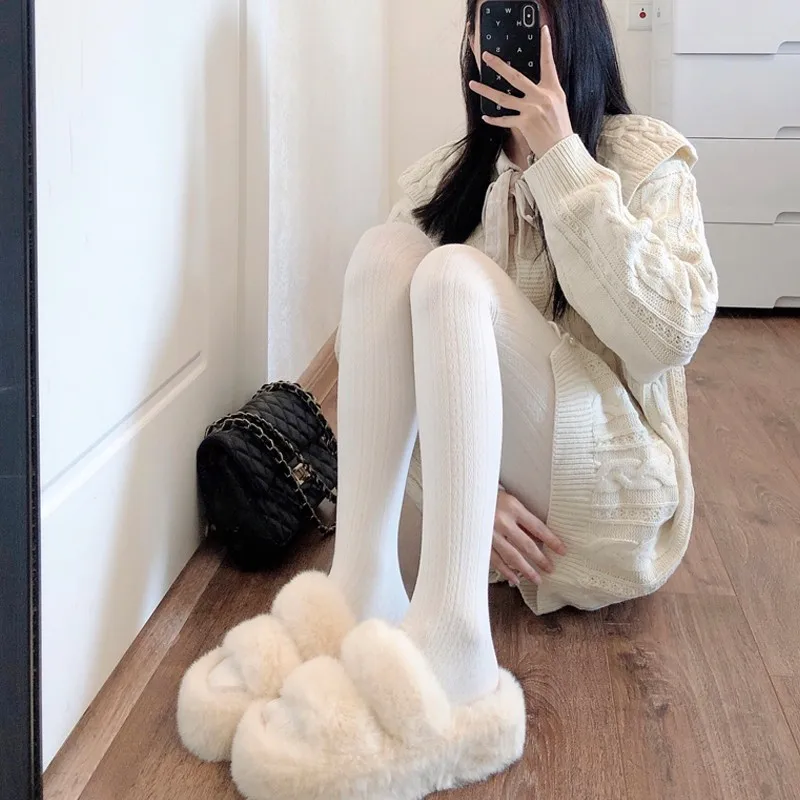 Autumn Winter Thickened White Elastic Women Leggings Stockings Insulated Tights Jk Y2k Solid Color Velvet Slim Pants for Girls