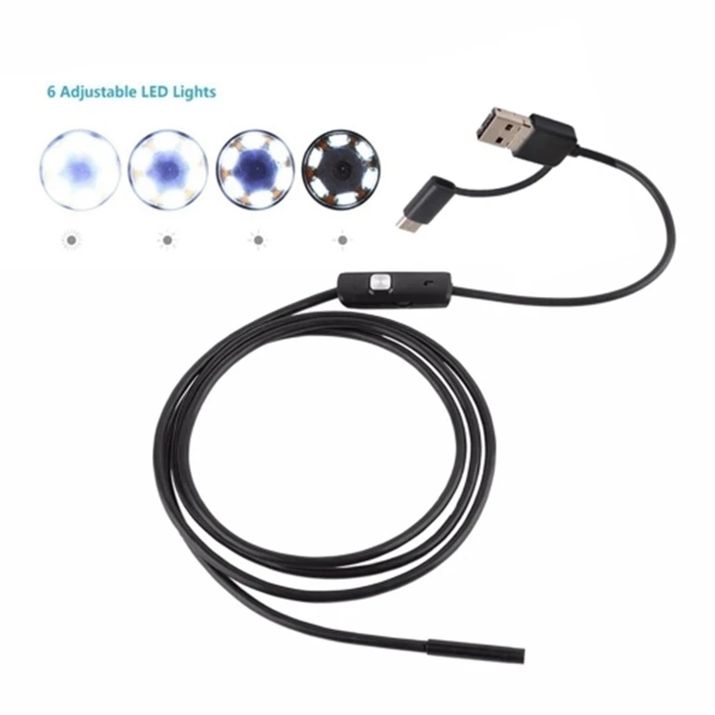 3-In-1 Industrial Endoscope Borescope Inspection Camera Built-In 6 Leds IP67 Waterproof USB Type-C Endoscope For Android Smartph