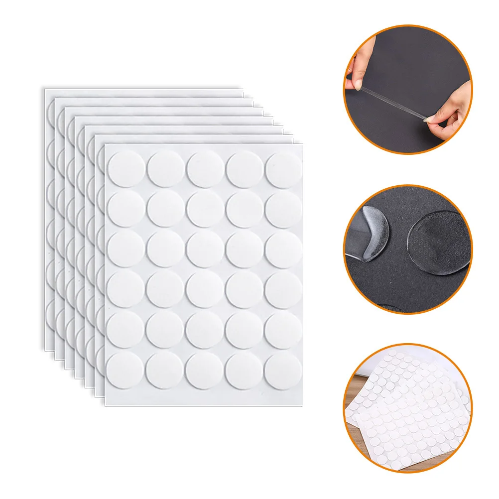 7 Sheets Double Sided Adhesive Dots Clear Sticky Fixers for Photo Wall Decor Paint Safe Removable Tape for Office Home Use