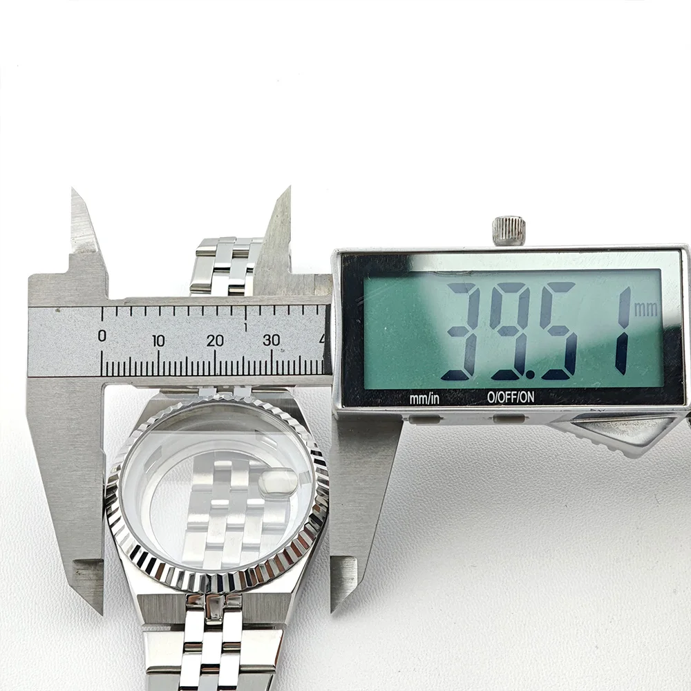 High Quality Men's NH35 Watch Silver Case 39.5mm Case Sapphire Movement Full-body Mirror 33.8mm Dial Part for Watch Repair