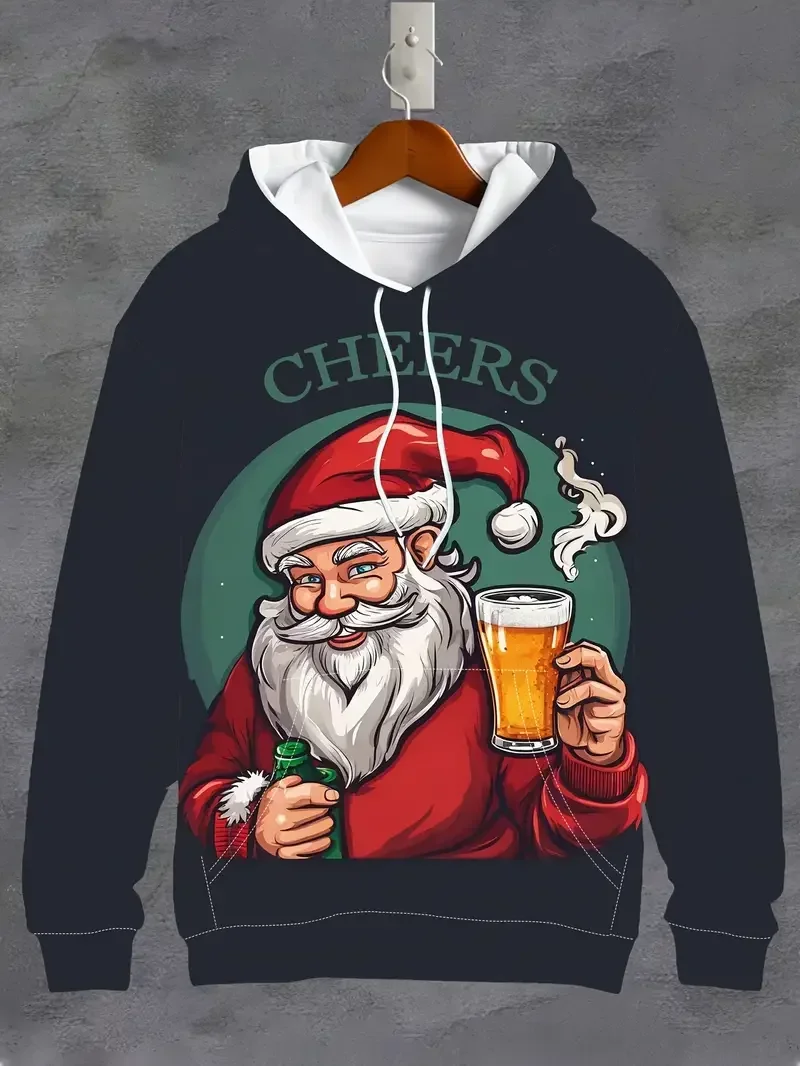 

2024 Christmas Men's Hoodie 3d Print Hooded Sweatshirt Spring Long Sleeve Hoodie Oversized Clothing Fashion Street Sportshirt