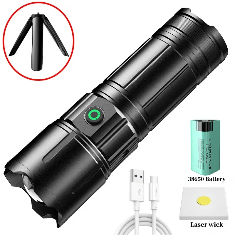 

High Power White Laser Flashlight Long Shot 2000m Type-c Recharging Torch Powerful Zoom LED Spotlight for Hunting Camping
