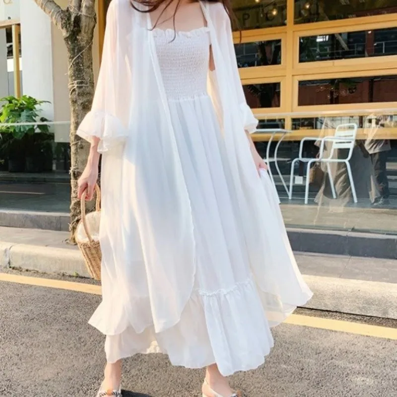 Summer Thin Sun-proof Jackets Women Sunscreen Sheer Chic Breathable Long Style Sweet Lady Loose All-match Fashion Solid Holiday