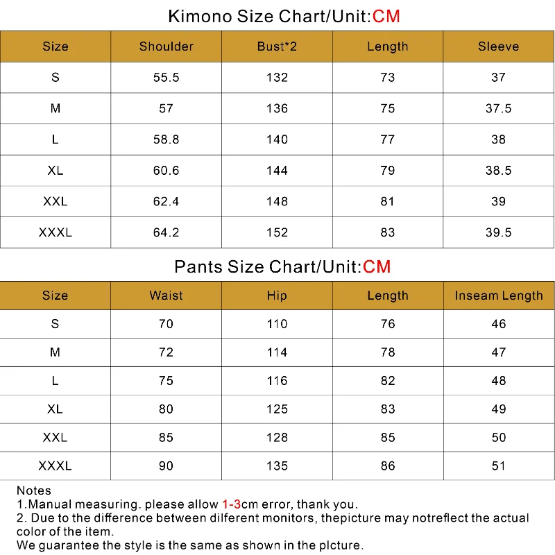 Men's Japanese Black Kimono Jacket Set Open Front 3/4 Sleeve Coat with Trousers Asian Chinese Style Printed Cardigan Suit