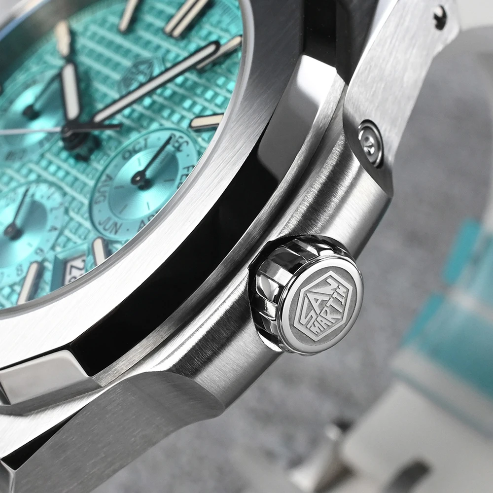 San Martin 43mm reloj de lujo para hombres de negocios multifuncional Miyota 9120 relojes mecánicos automáticos luminosos impermeables SN0075