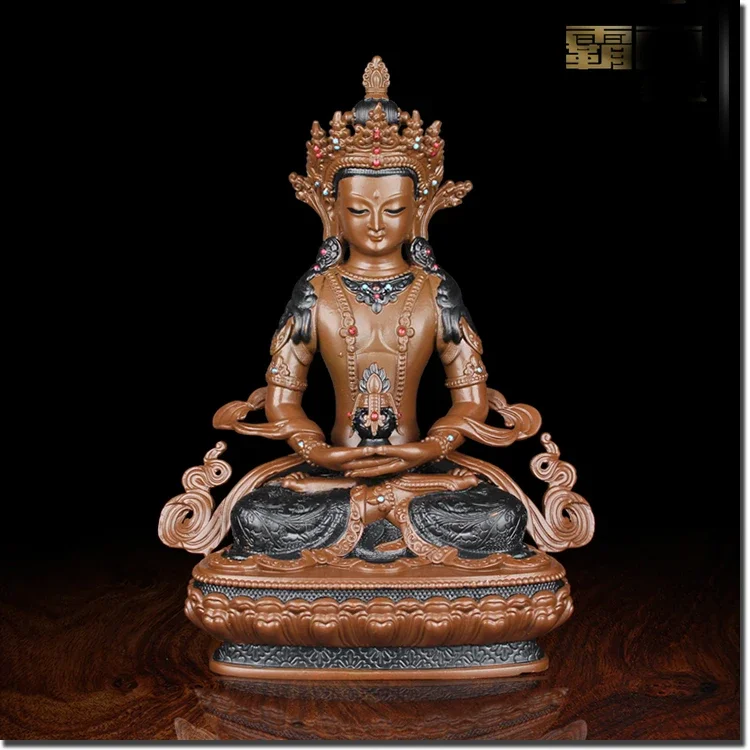 GOOD 24 cm # High grade Buddha figure  HOME hall TOP efficacious Protection Buddhism Amitayus bronze buddha figure statue