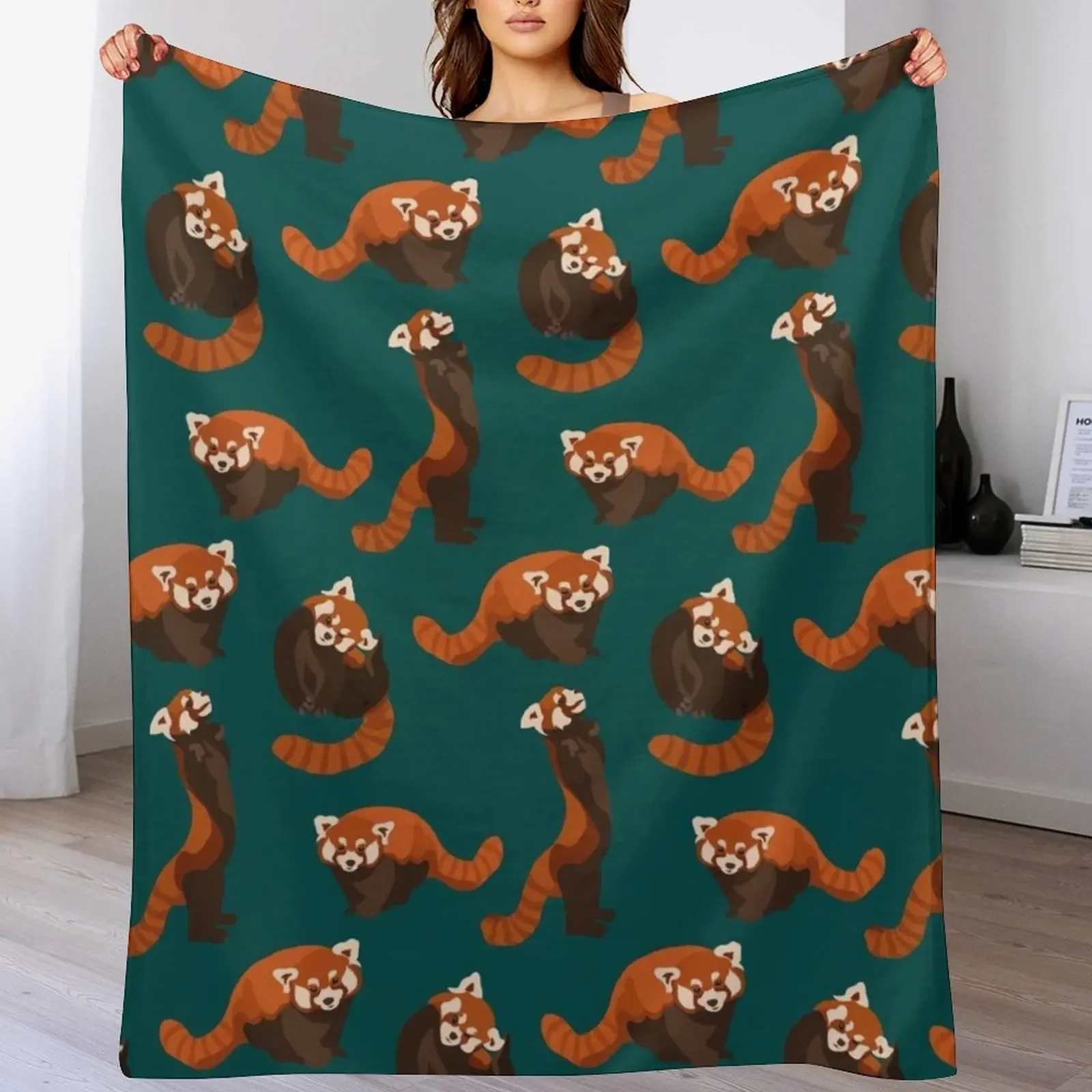 RED PANDA PATTERN Throw Blanket Soft Warm Blanket Gift for Men Women Adults