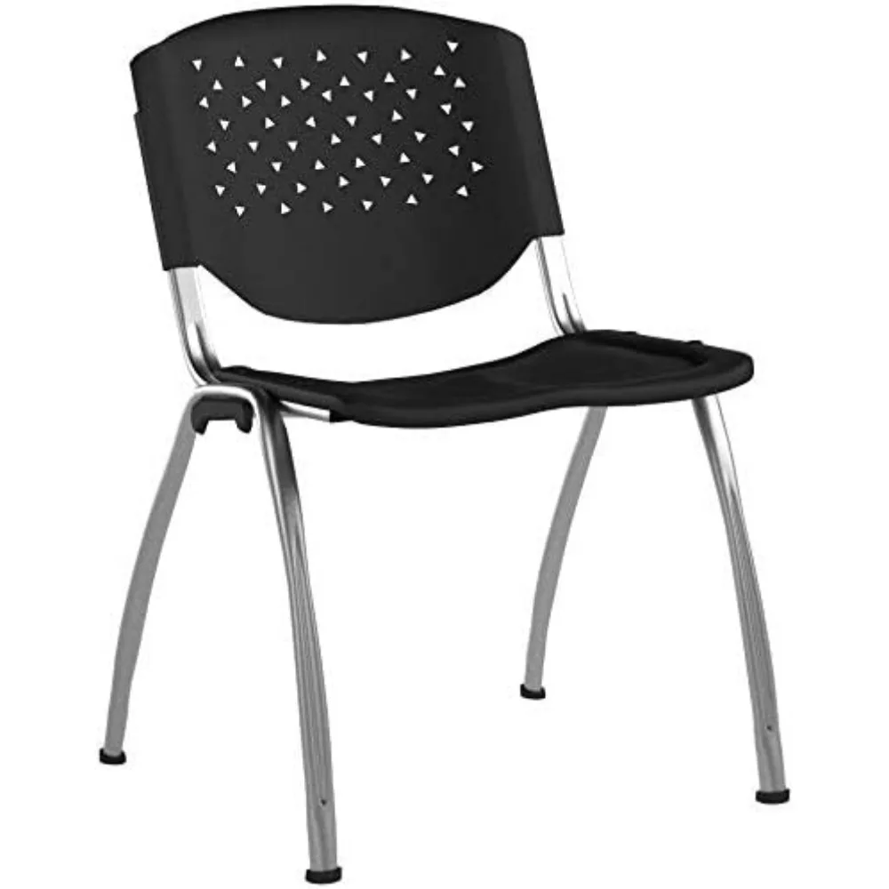 Plastic Contoured Lobby Chairs with Perforated Backs, Ergonomic Stacking Chairs for Offices ，Set of 5