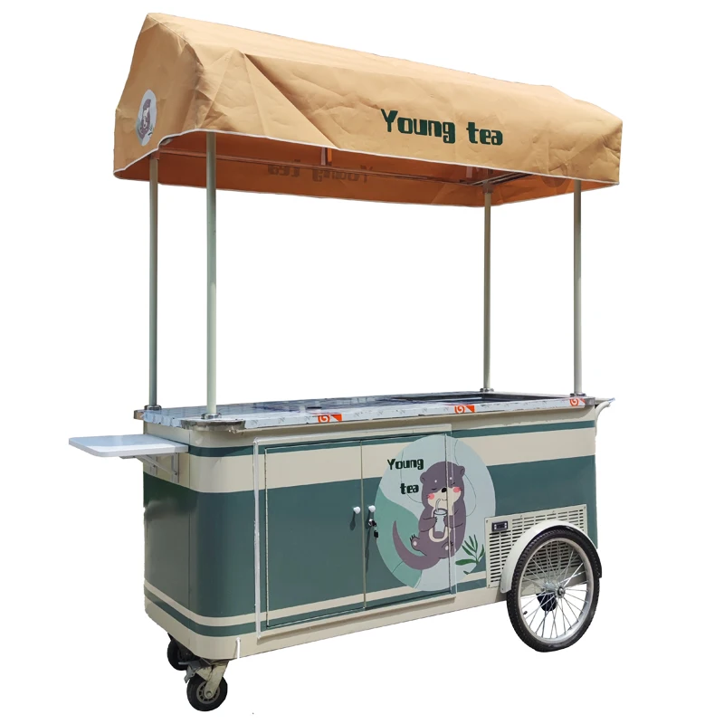 Electric Ice Cream Bike Cart Customized With Built In Fridge Portable Street Vending Cart Durable Design