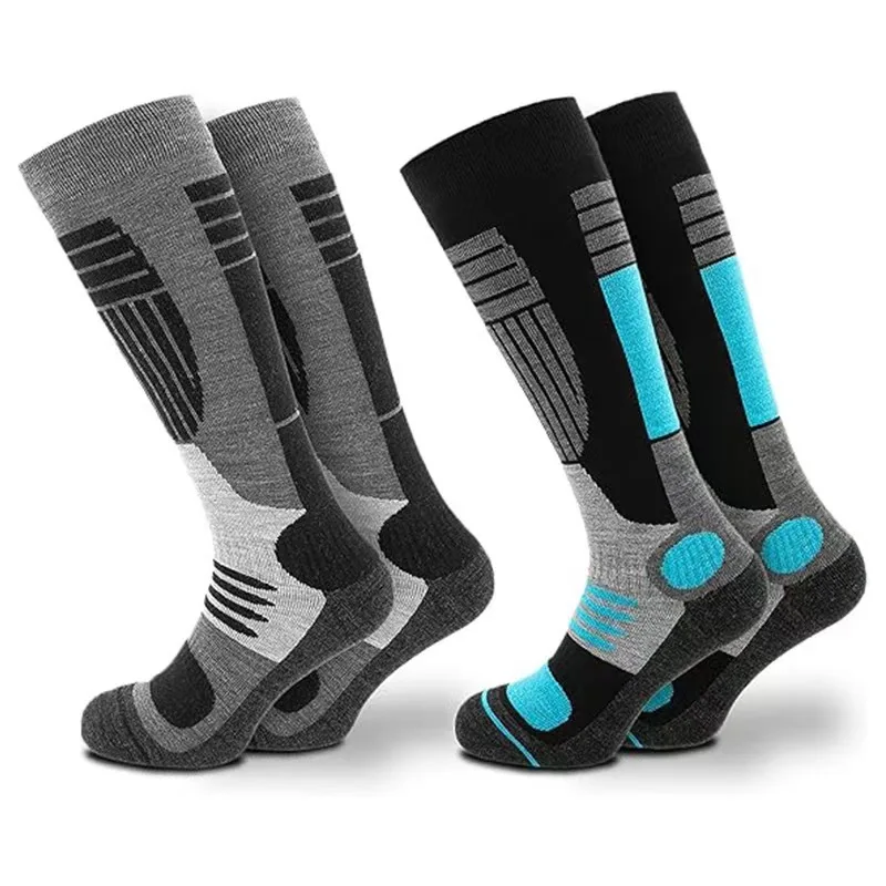 2 pairs of men's skiing socks, outdoor men's and women's warm and thick socks, long tube socks, hiking socks, looped snow socks